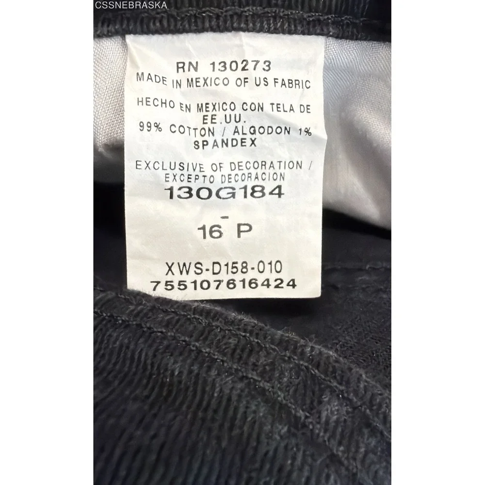 Riders Lee Dark Jeans Womens Black High Rise Straight Stretch Denim - Size 16P